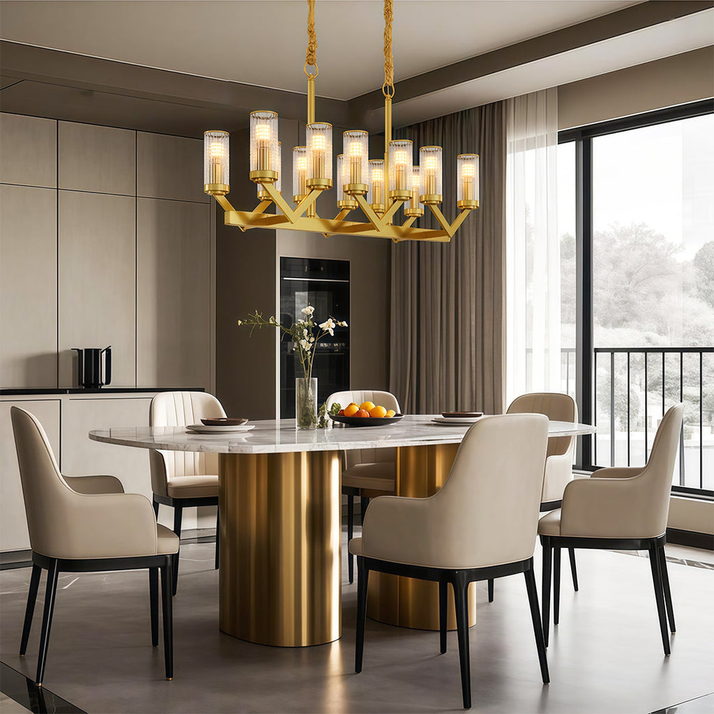 Luxury Copper Glass Drop Chandelier Ceiling Light