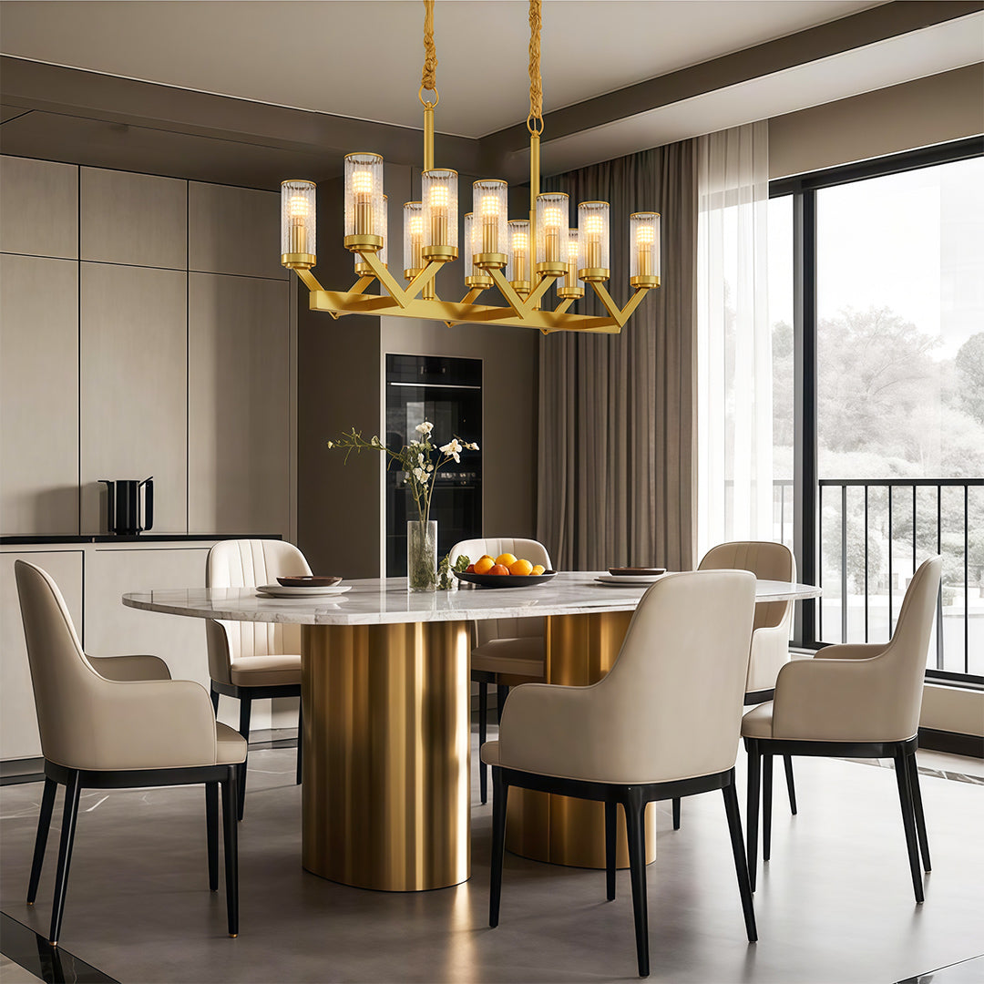 Luxury Copper Glass Drop Chandelier Ceiling Light
