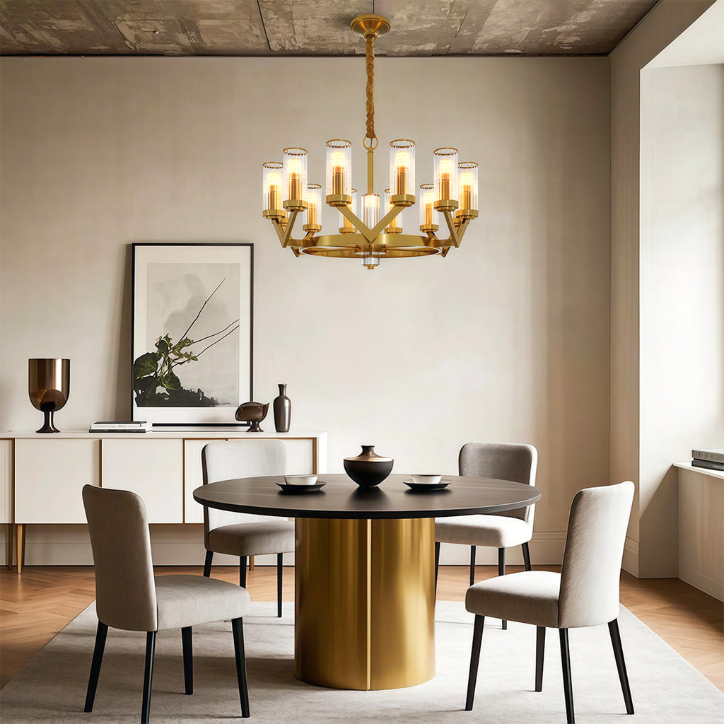 Luxury Copper Glass Drop Chandelier Ceiling Light