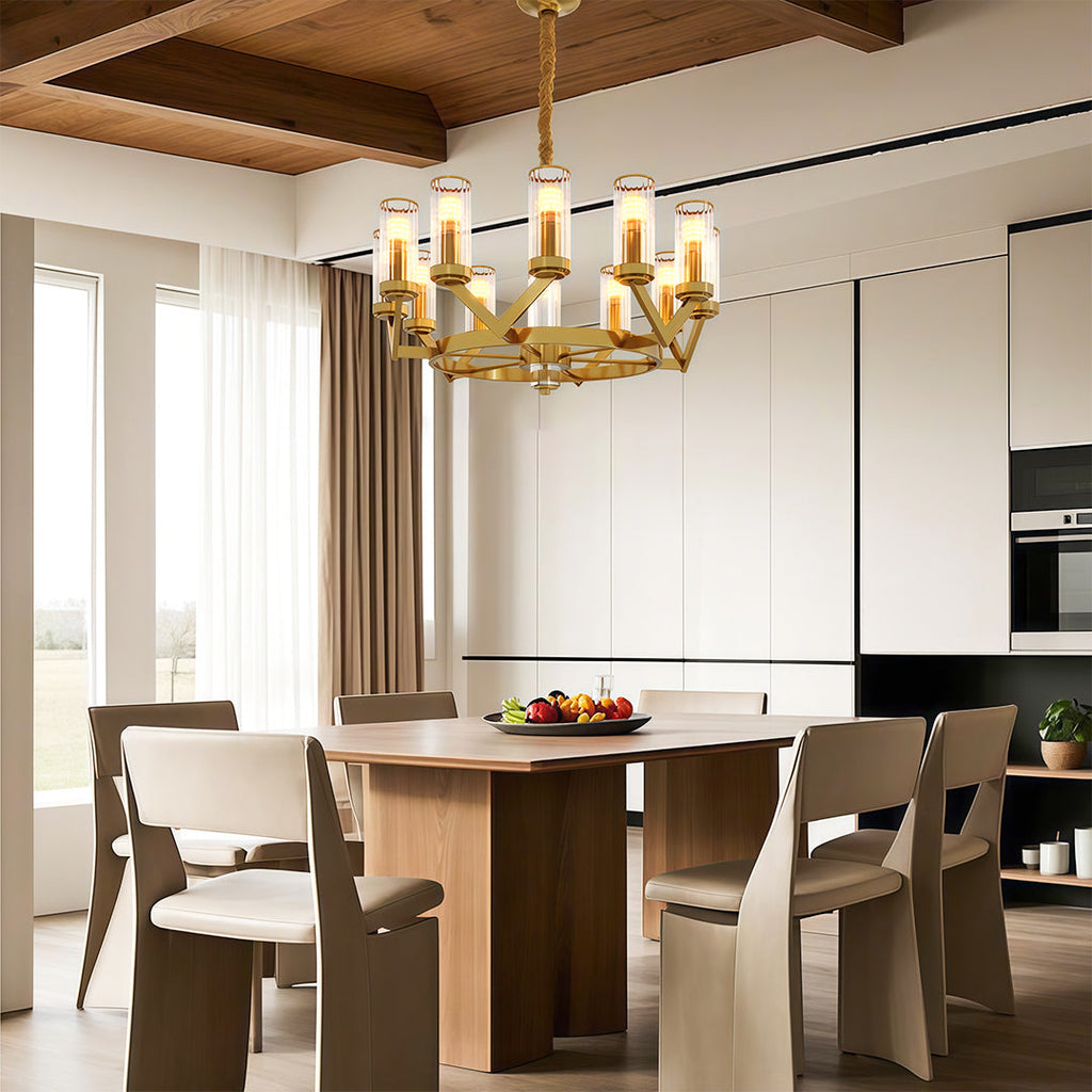 Luxury Copper Glass Drop Chandelier Ceiling Light