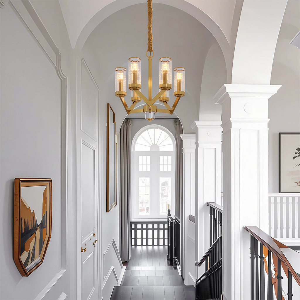 Luxury Copper Glass Drop Chandelier Ceiling Light