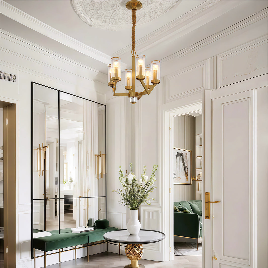 Luxury Copper Glass Drop Chandelier Ceiling Light