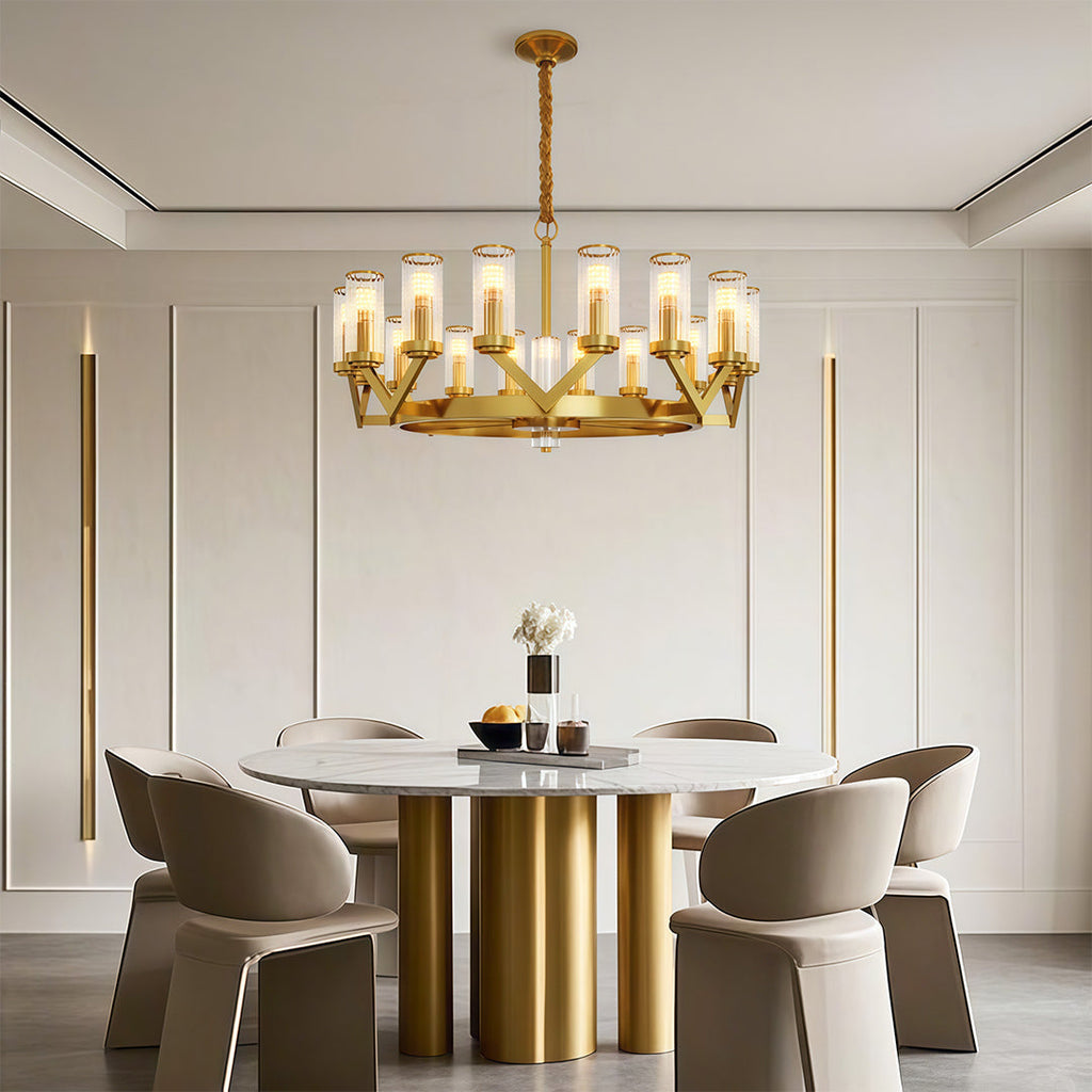 Luxury Copper Glass Drop Chandelier Ceiling Light
