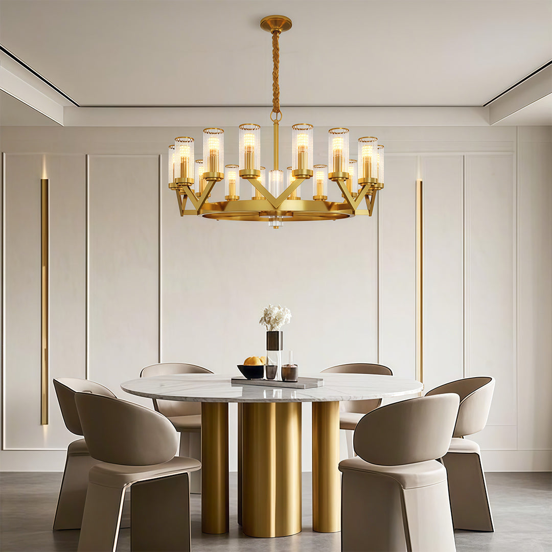 Luxury Copper Glass Drop Chandelier Ceiling Light