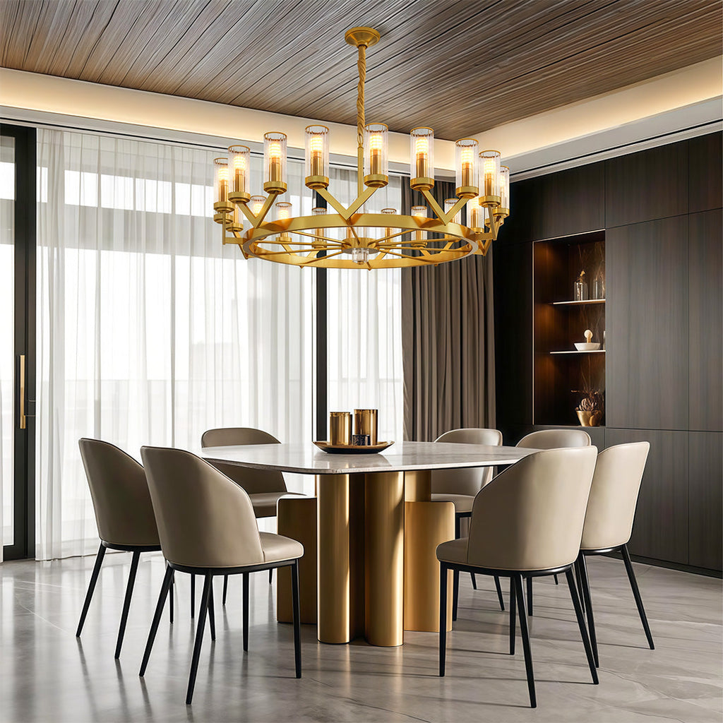 Luxury Copper Glass Drop Chandelier Ceiling Light
