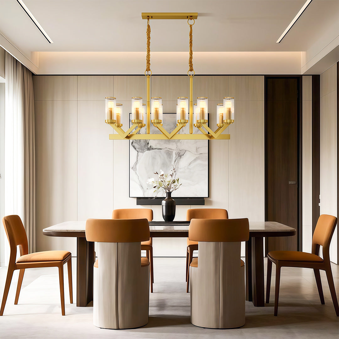 Luxury Copper Glass Drop Chandelier Ceiling Light