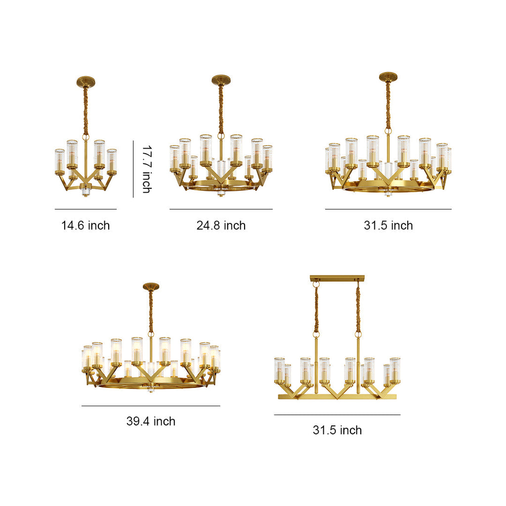 Luxury Copper Glass Drop Chandelier Ceiling Light
