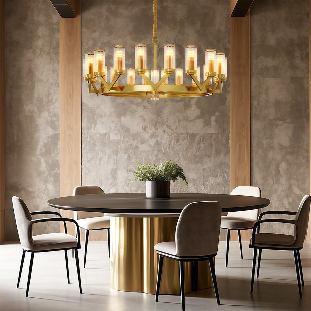 Luxury Copper Glass Drop Chandelier Ceiling Light