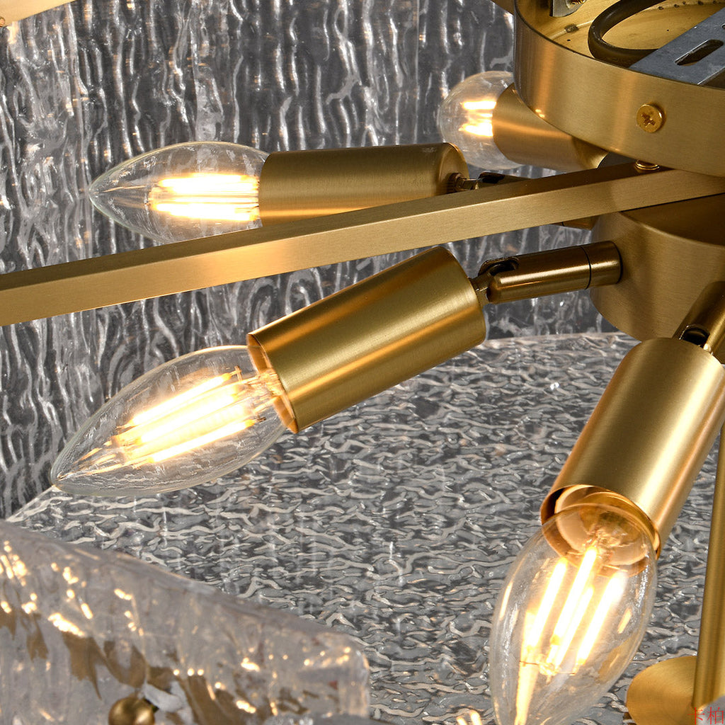 Luxury Full Copper Glass Flush Mount Lamp - Elegant Ambient Lighting