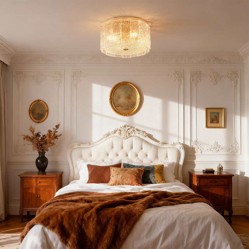 Luxury Full Copper Glass Flush Mount Lamp - Elegant Ambient Lighting