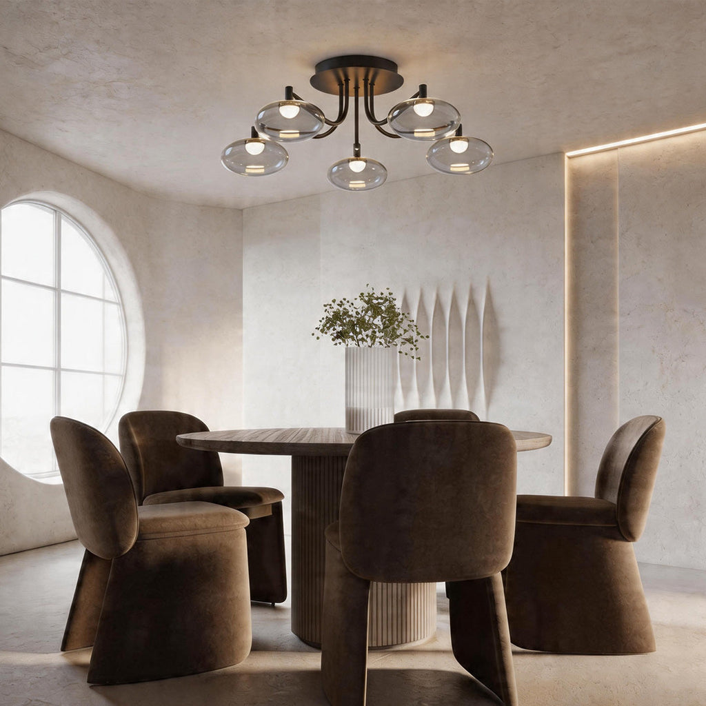 Modern LED Glass Flush Mount Ceiling Light - Creative Lighting Fixture