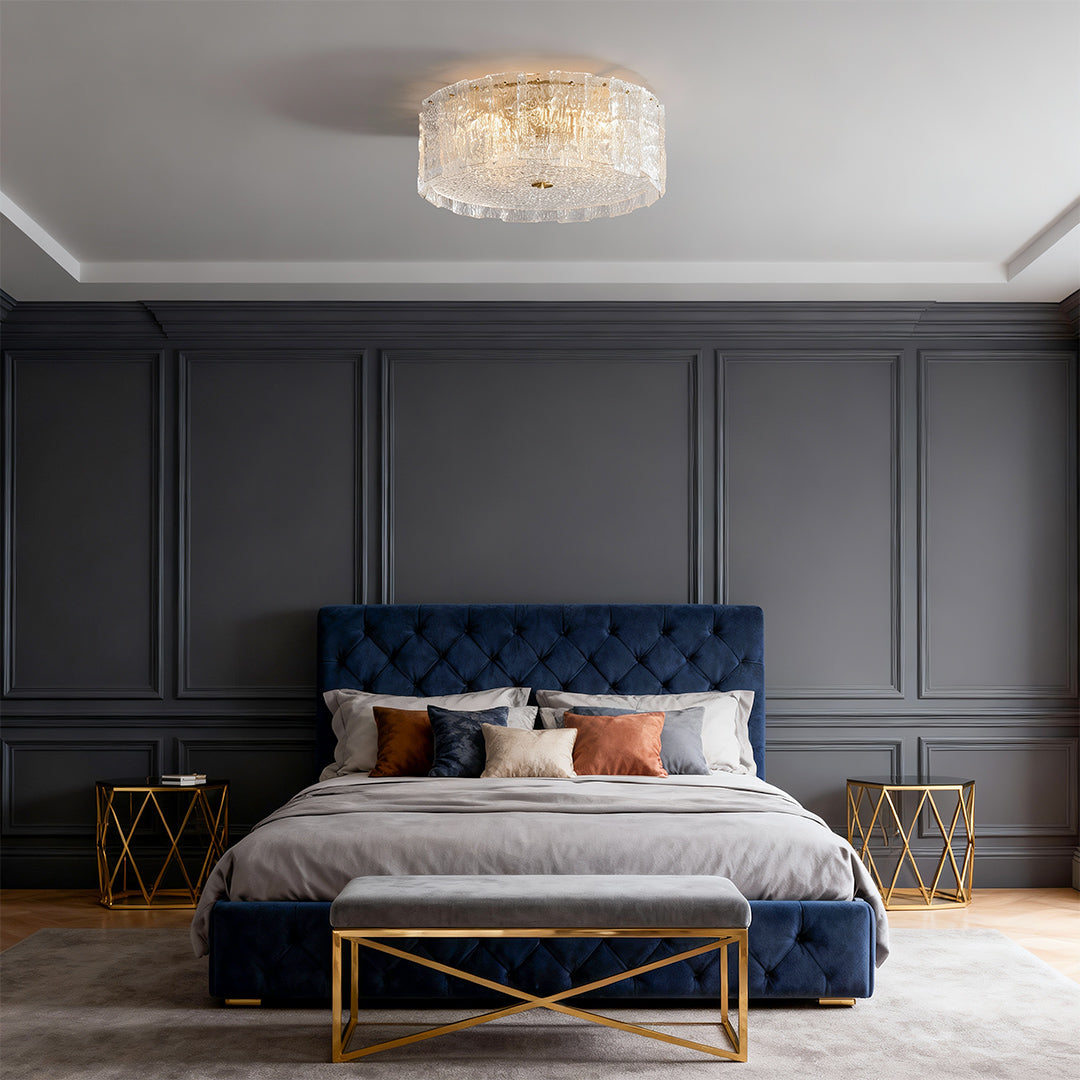Luxury Full Copper Glass Flush Mount Lamp - Elegant Ambient Lighting