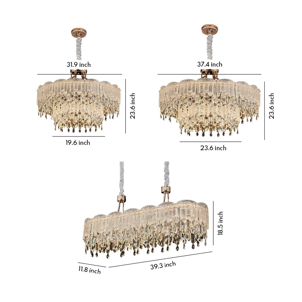 Glass Fringe Crystal Chandelier - French Luxury Ceiling Light
