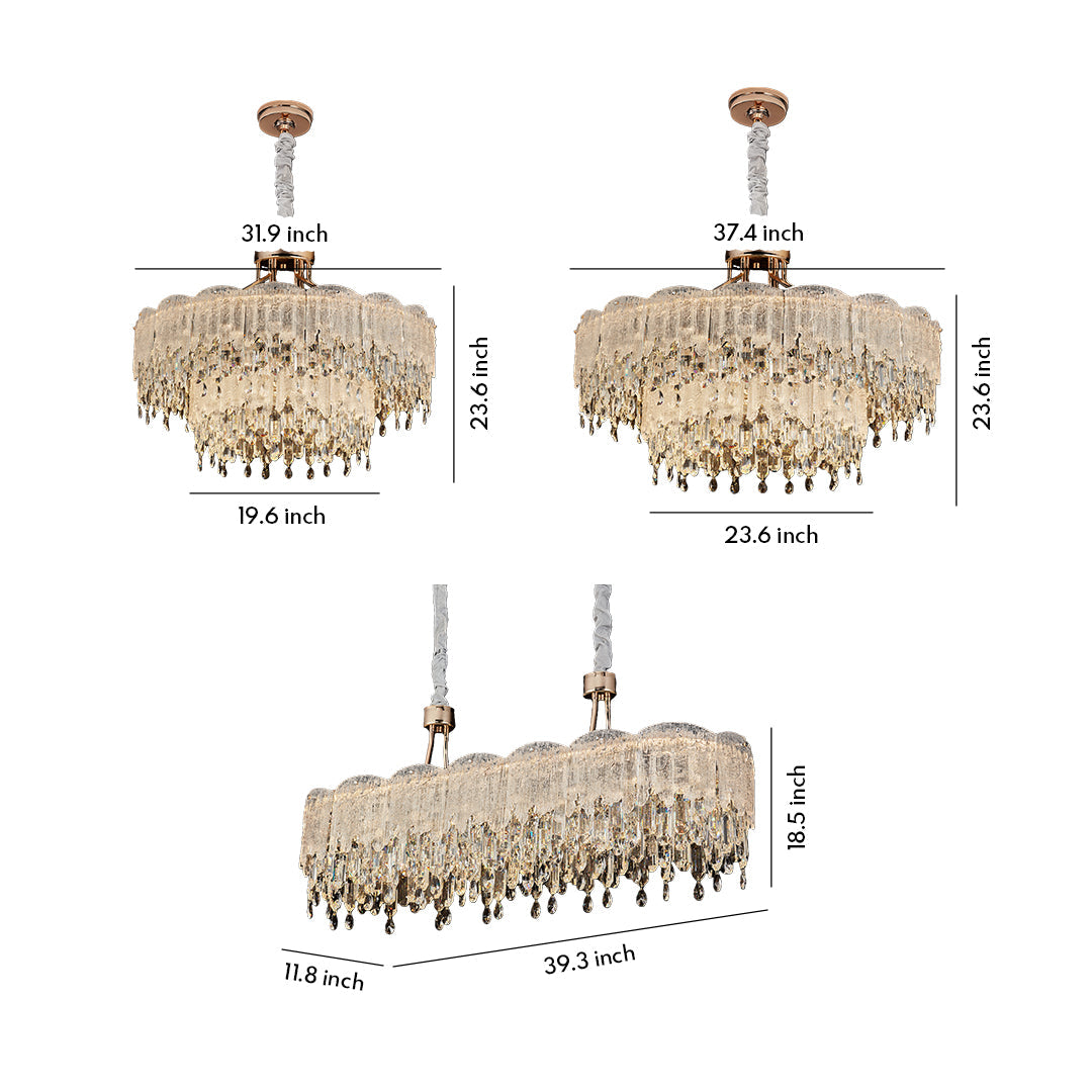 Glass Fringe Crystal Chandelier - French Luxury Ceiling Light