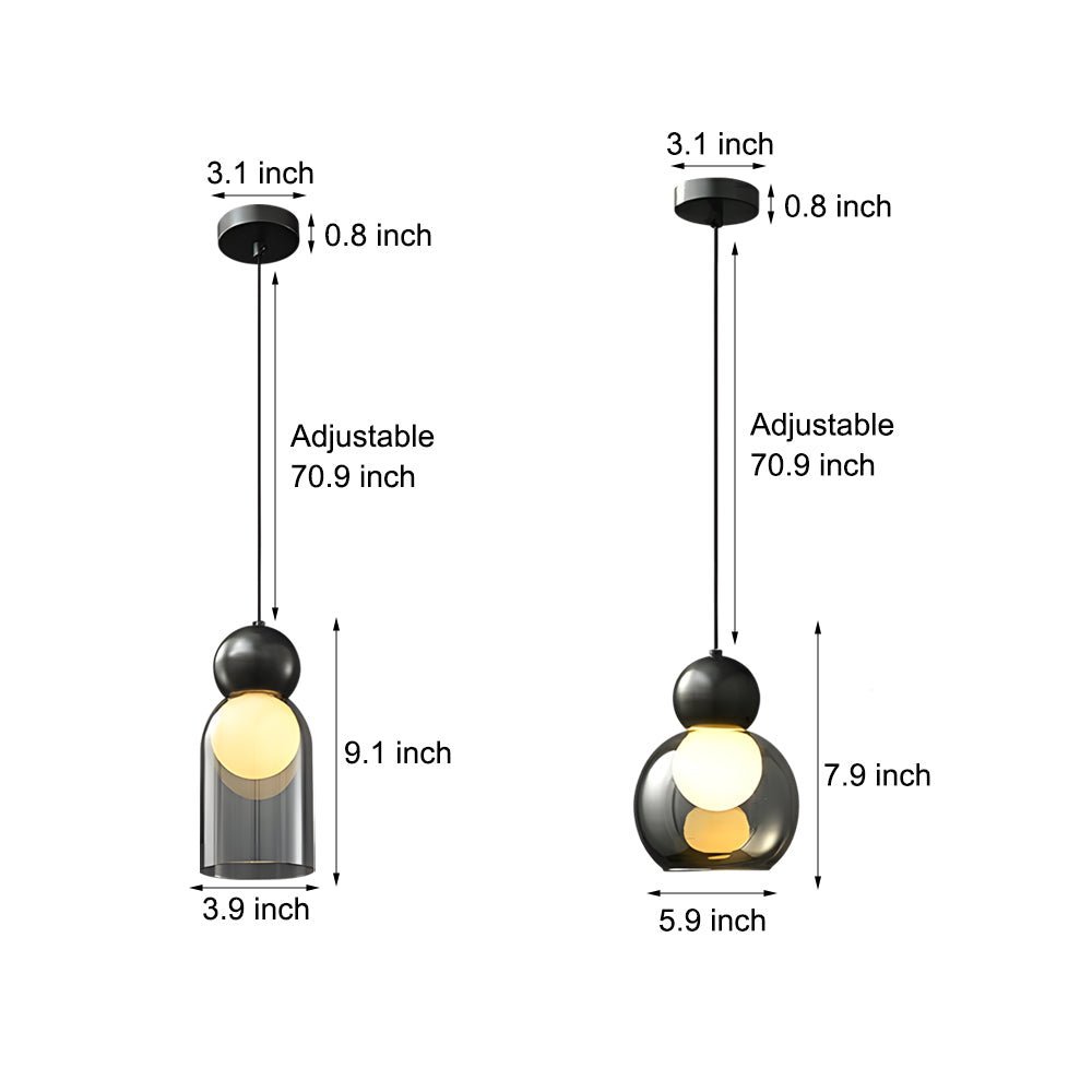 Glass Gourd Dimming Copper Pendant Light Modern Luxury 3-Step