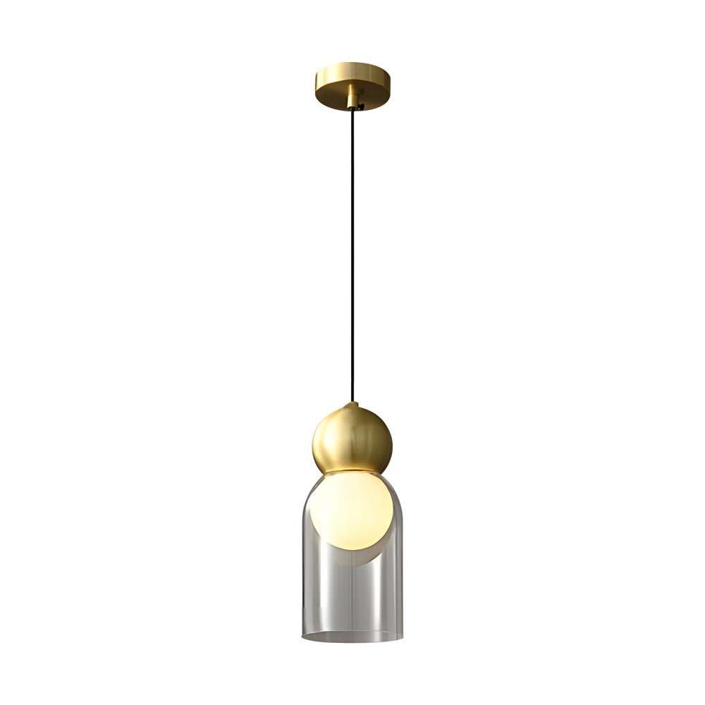 Glass Gourd Dimming Copper Pendant Light Modern Luxury 3-Step