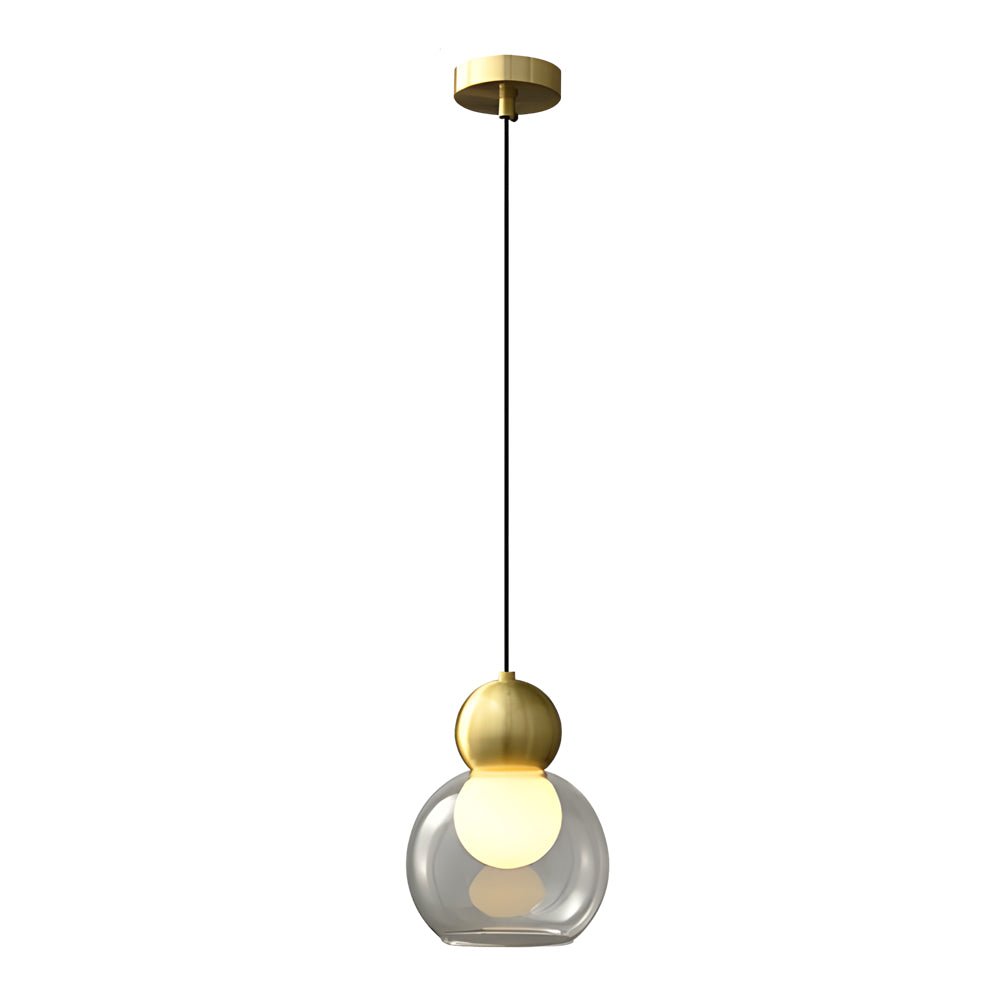 Glass Gourd Dimming Copper Pendant Light Modern Luxury 3-Step