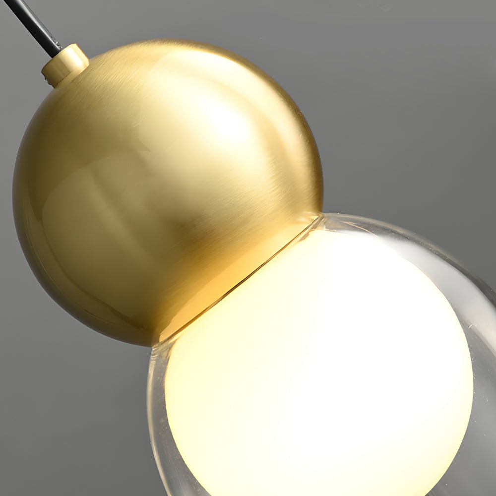 Glass Gourd Dimming Copper Pendant Light Modern Luxury 3-Step