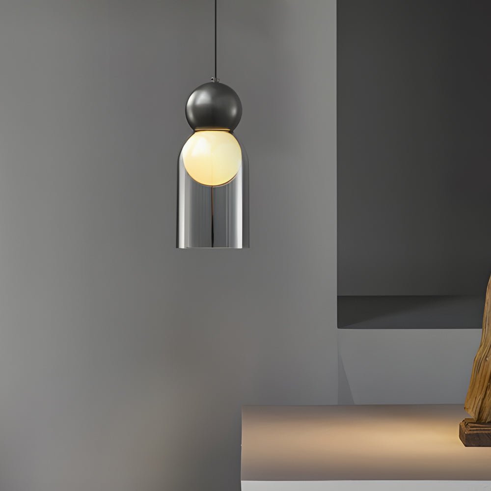 Glass Gourd Dimming Copper Pendant Light Modern Luxury 3-Step
