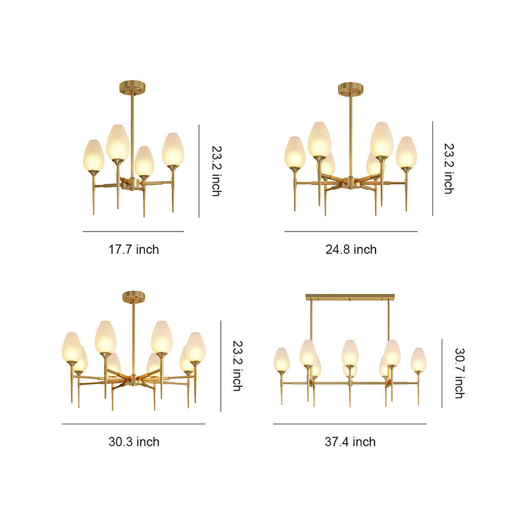 Modern Brass Glass Chandelier Luxury Ceiling Light Minimalist Design