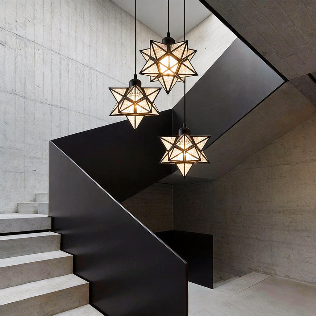 Glass Moravian Star Pendant Light - Modern Ceiling Lighting Fixture