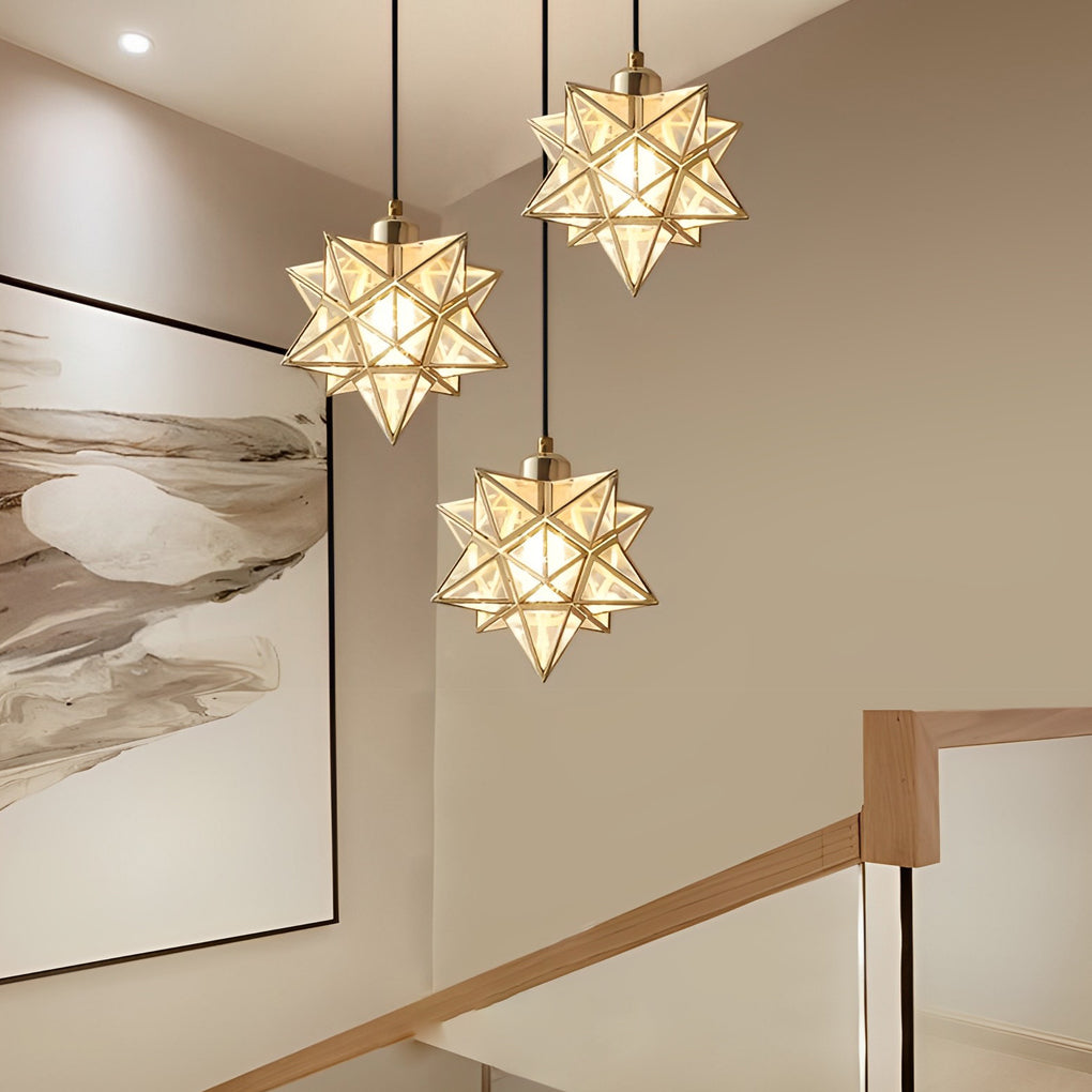Glass Moravian Star Pendant Light - Modern Ceiling Lighting Fixture