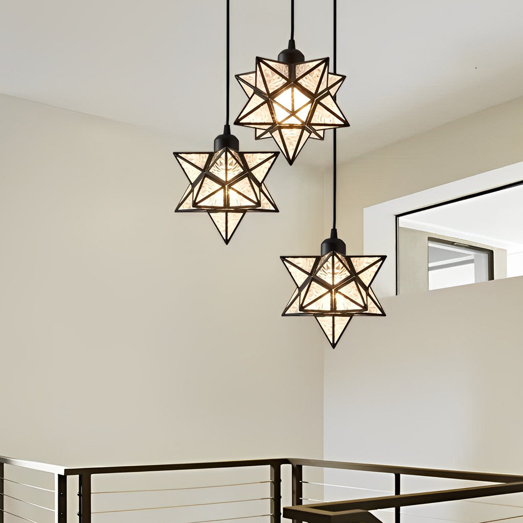 Glass Moravian Star Pendant Light - Modern Ceiling Lighting Fixture