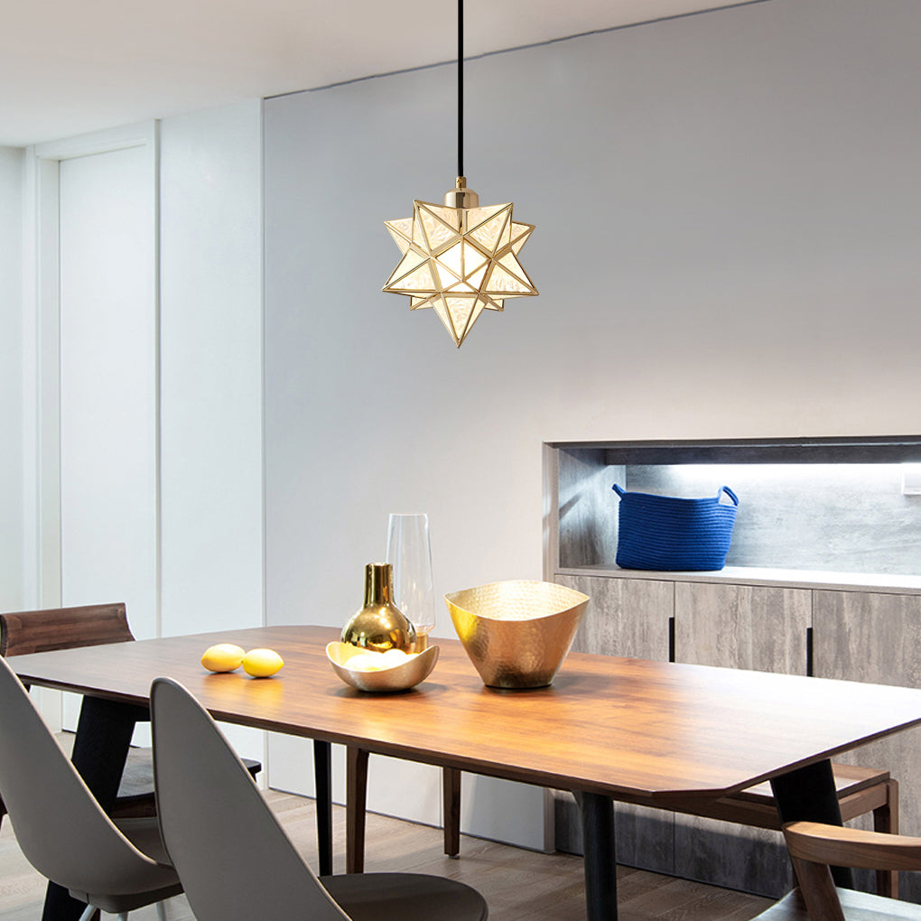 Glass Moravian Star Pendant Light - Modern Ceiling Lighting Fixture