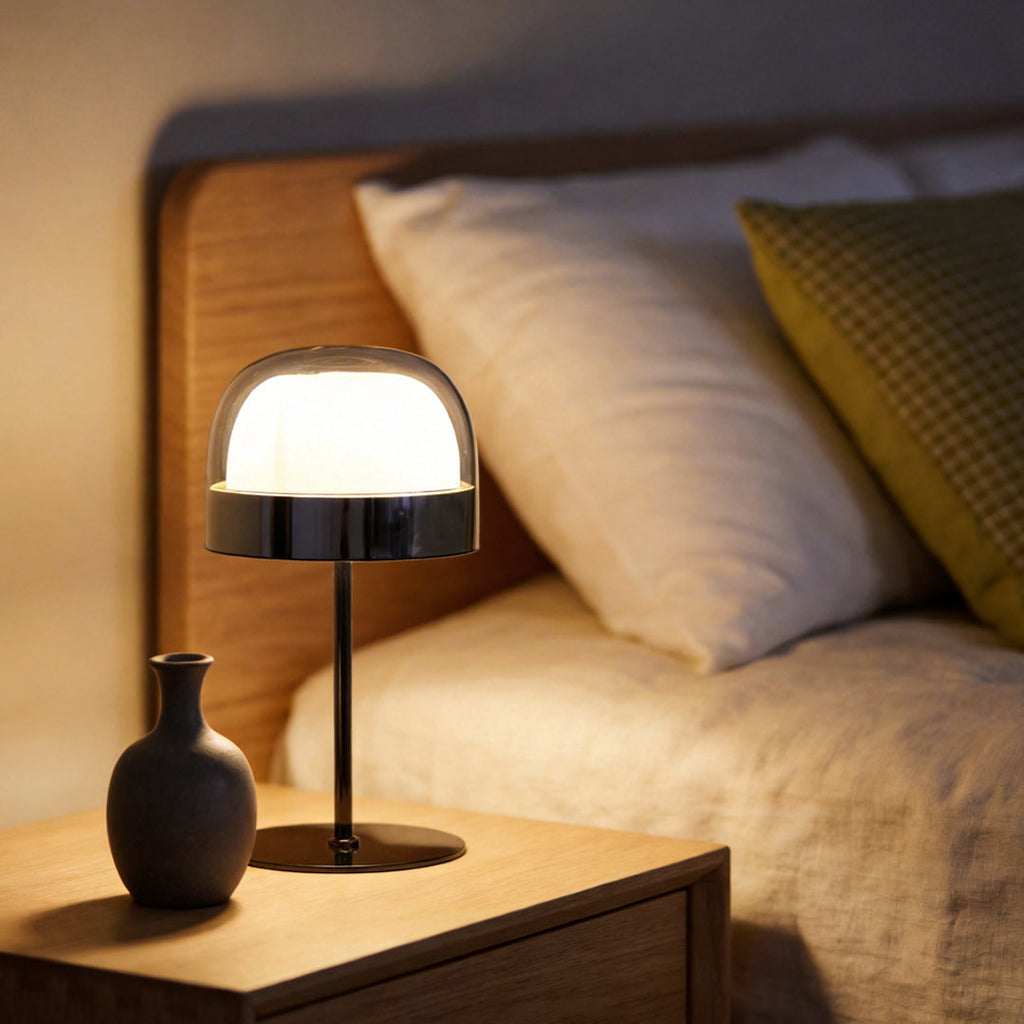 Glass Mushroom Table Lamp - Dome-Shaped LED Ambient Light for Home Décor