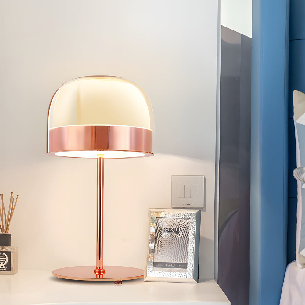 Glass Mushroom Table Lamp - Dome-Shaped LED Ambient Light for Home Décor