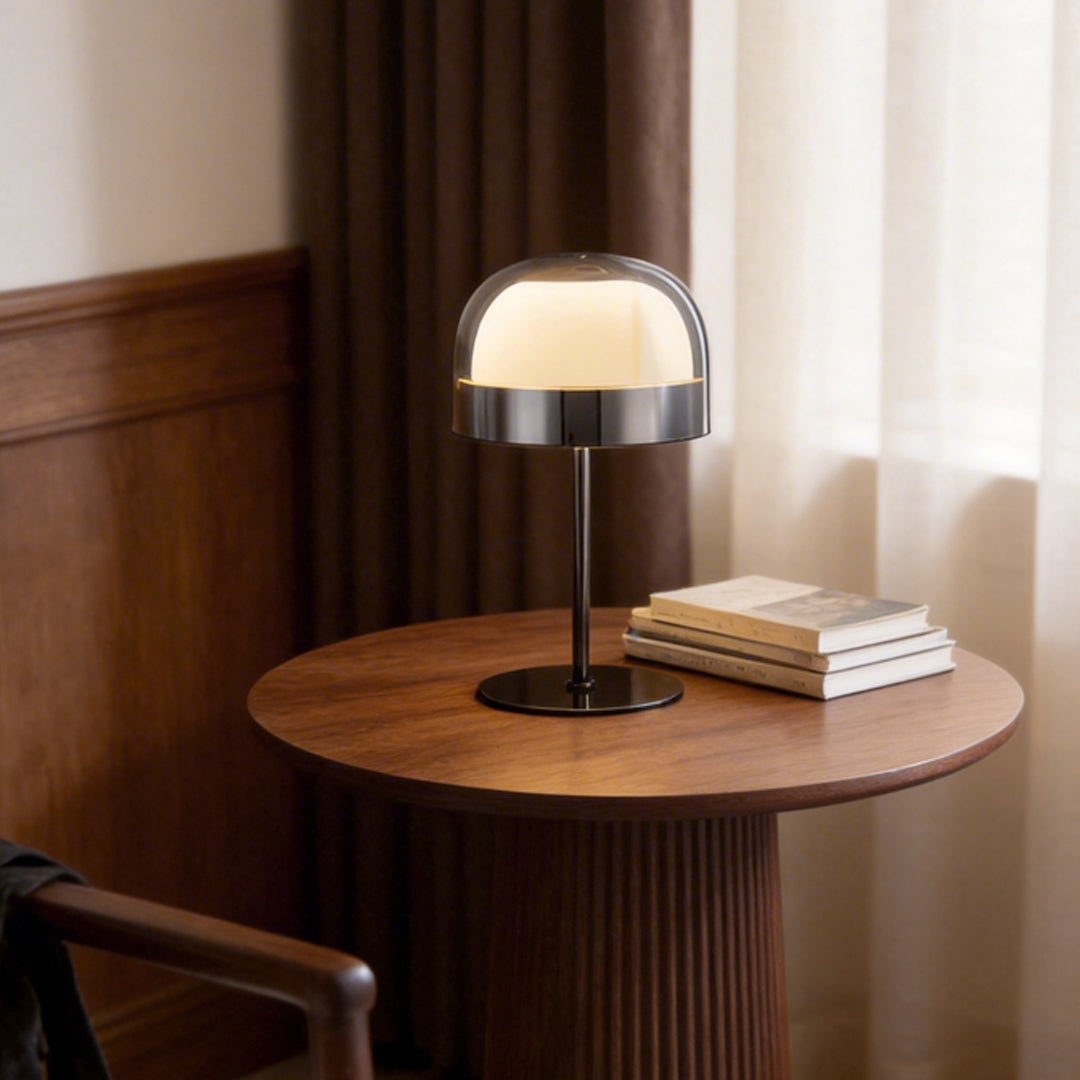 Glass Mushroom Table Lamp - Dome-Shaped LED Ambient Light for Home Décor