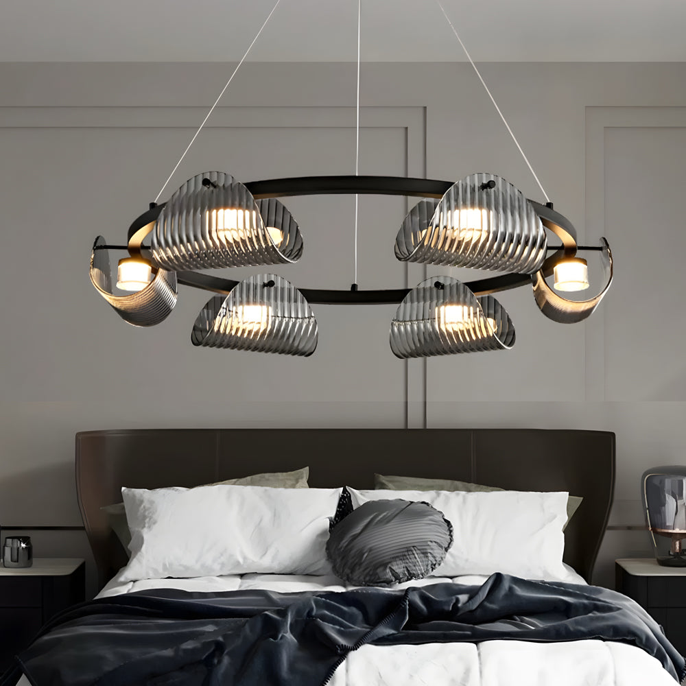 Modern LED Glass Ring Chandelier - Stylish Ceiling Light Fixture