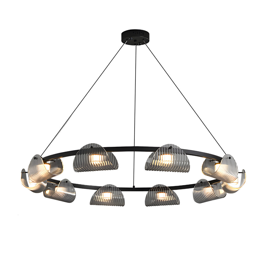 Modern LED Glass Ring Chandelier - Stylish Ceiling Light Fixture