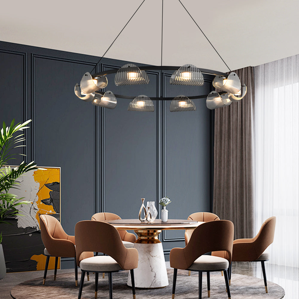 Modern LED Glass Ring Chandelier - Stylish Ceiling Light Fixture
