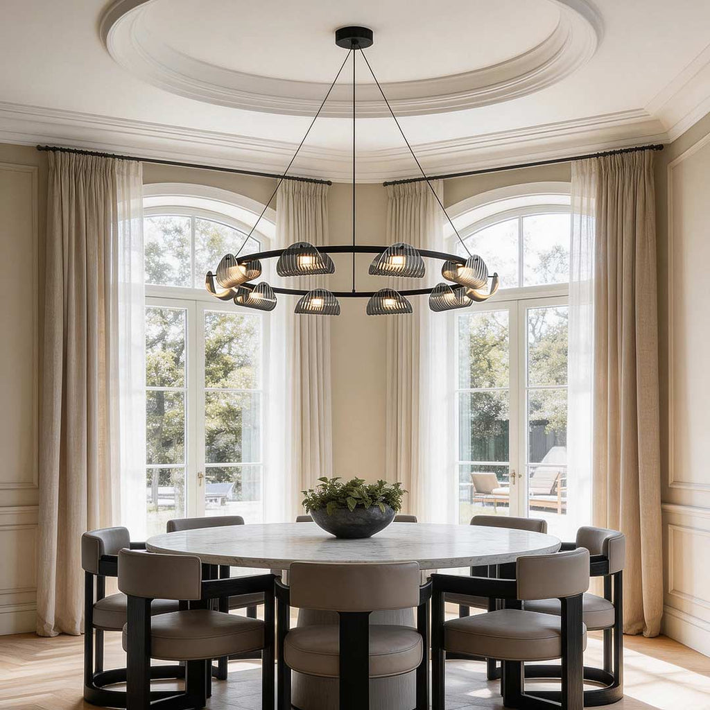 Modern LED Glass Ring Chandelier - Stylish Ceiling Light Fixture
