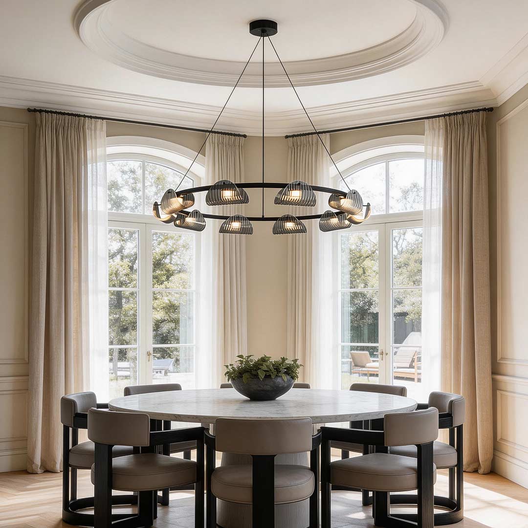 Modern LED Glass Ring Chandelier - Stylish Ceiling Light Fixture
