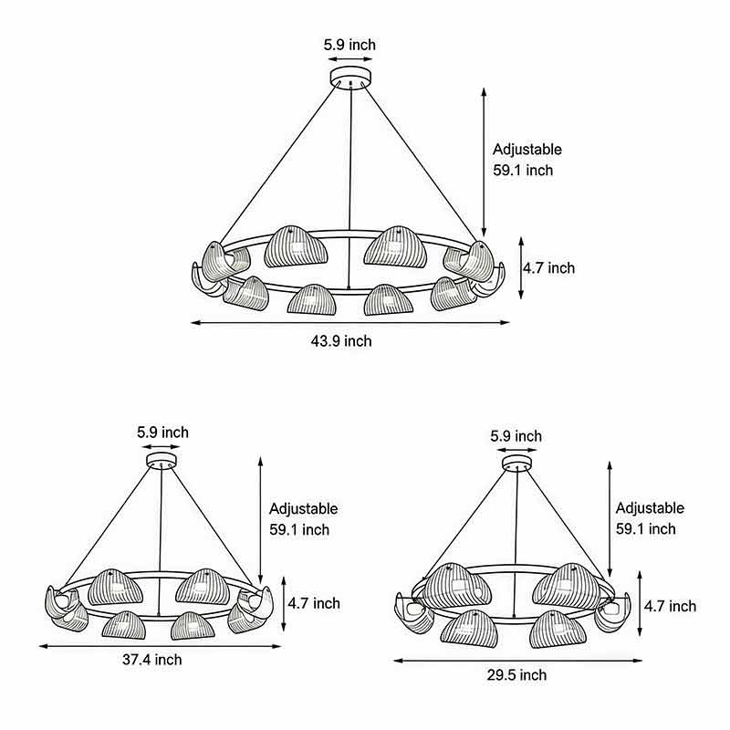 Modern LED Glass Ring Chandelier - Stylish Ceiling Light Fixture
