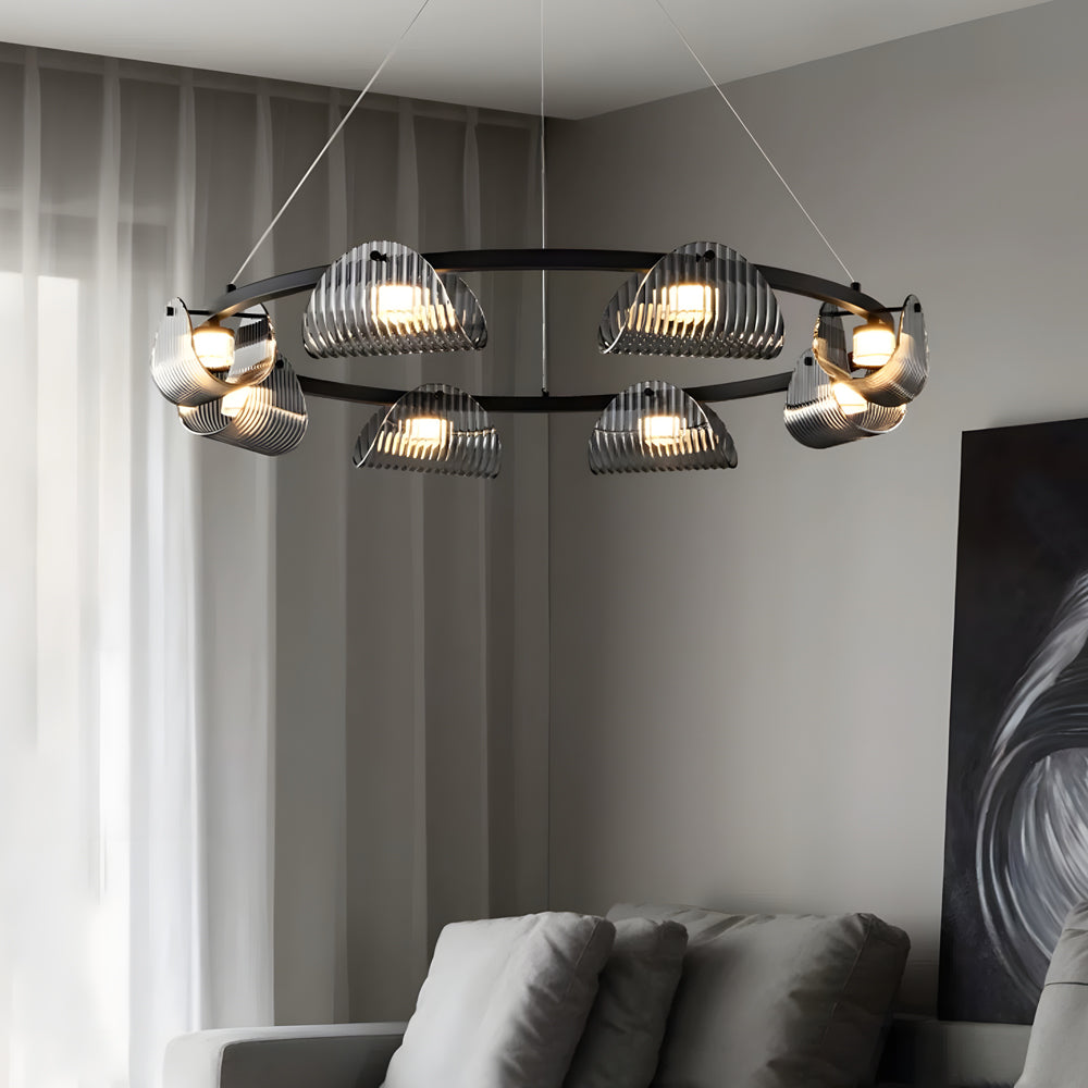 Modern LED Glass Ring Chandelier - Stylish Ceiling Light Fixture