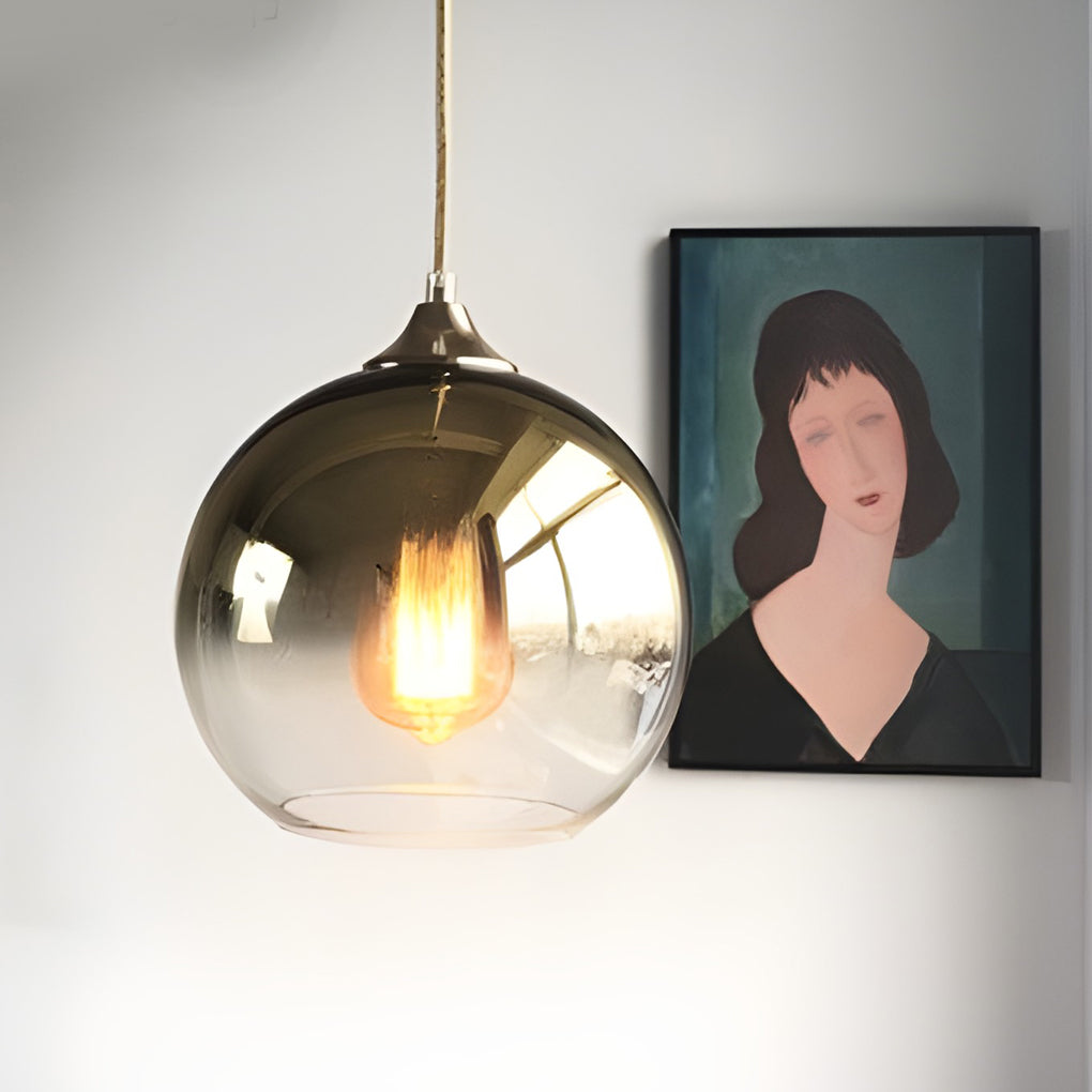 Modern Glass Round Pendant Light - Single Ball Ceiling Fixture