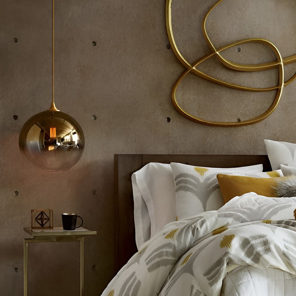 Modern Glass Round Pendant Light - Single Ball Ceiling Fixture