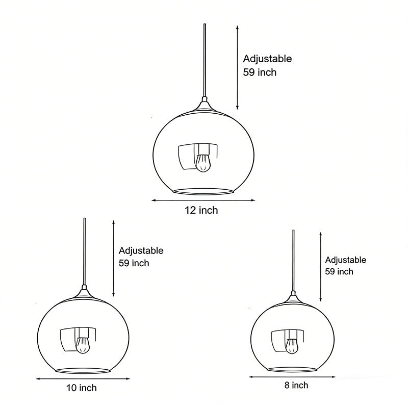 Modern Glass Round Pendant Light - Single Ball Ceiling Fixture