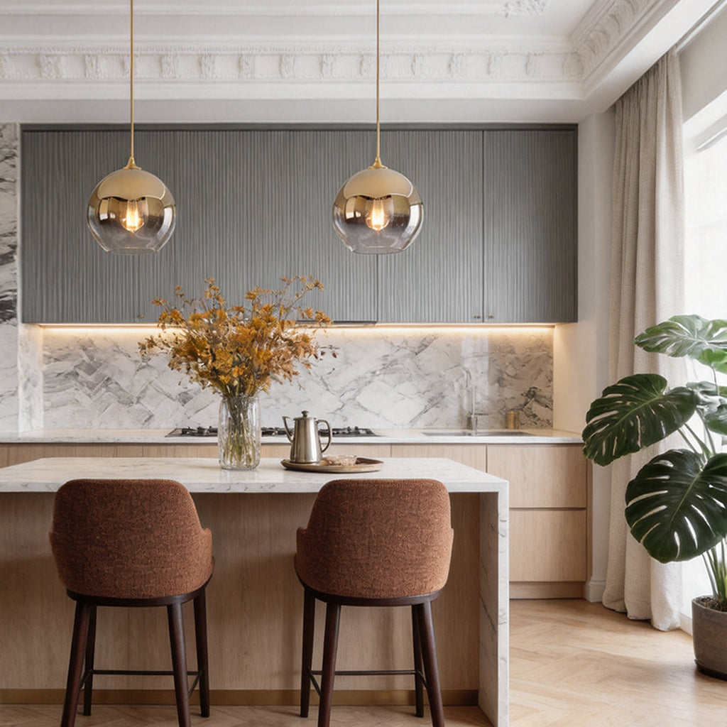 Modern Glass Round Pendant Light - Single Ball Ceiling Fixture