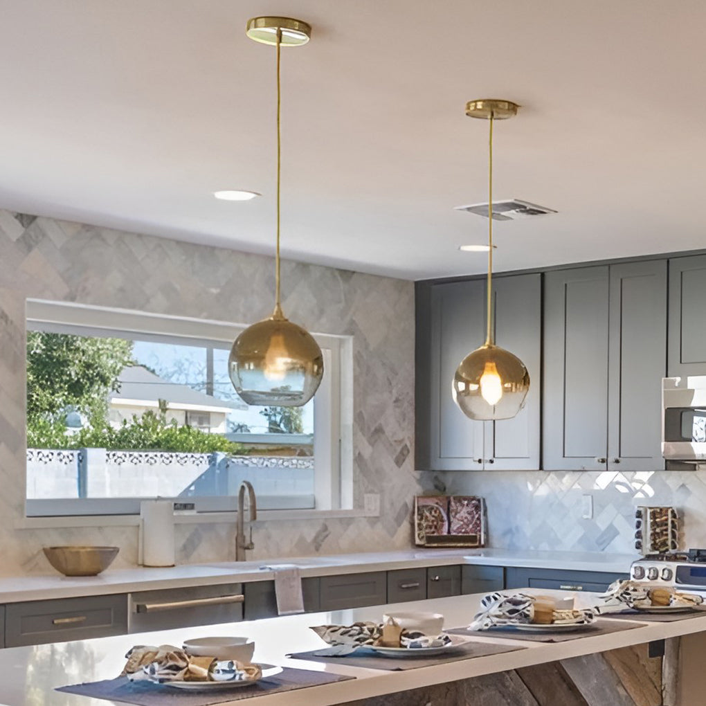 Modern Glass Round Pendant Light - Single Ball Ceiling Fixture