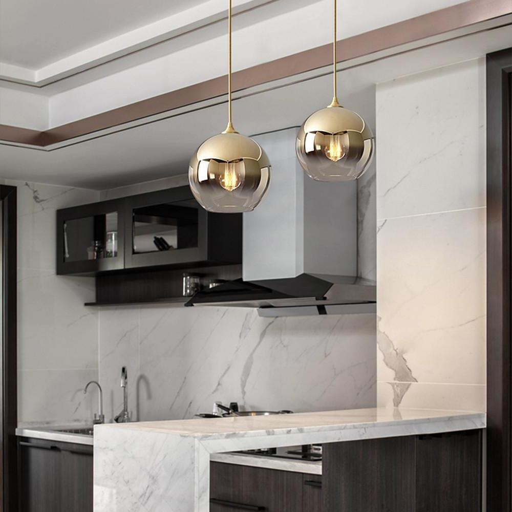 Modern Glass Round Pendant Light - Single Ball Ceiling Fixture