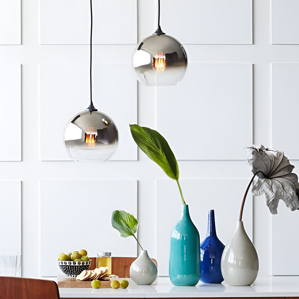 Modern Glass Round Pendant Light - Single Ball Ceiling Fixture