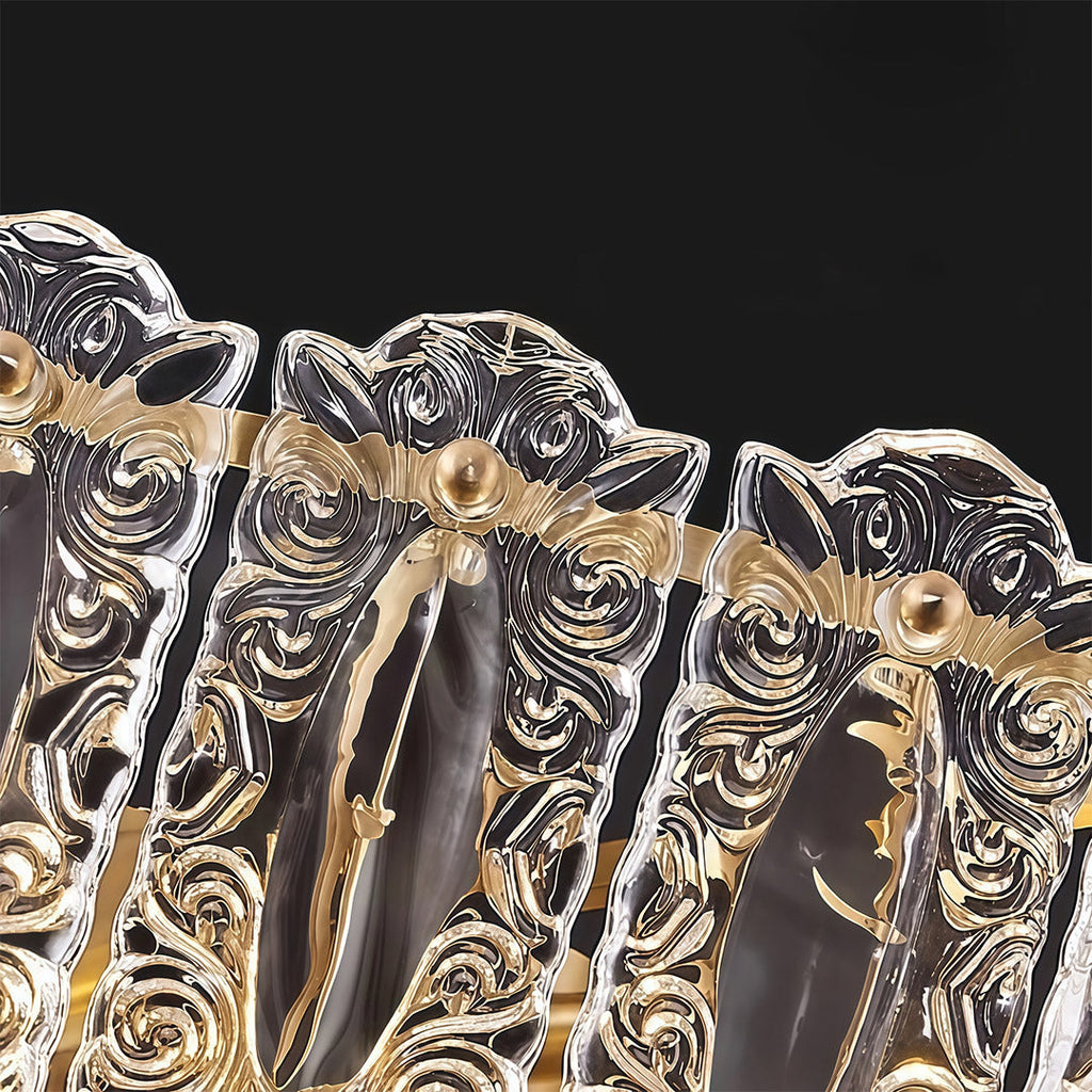 French Luxury Copper Glass Semi Flush Mount Lamp