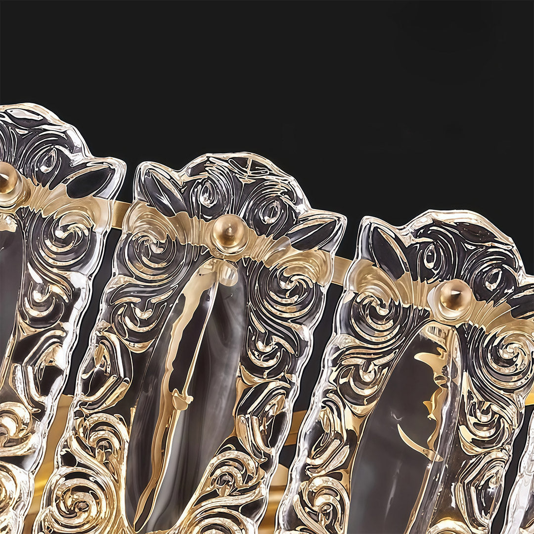 French Luxury Copper Glass Semi Flush Mount Lamp