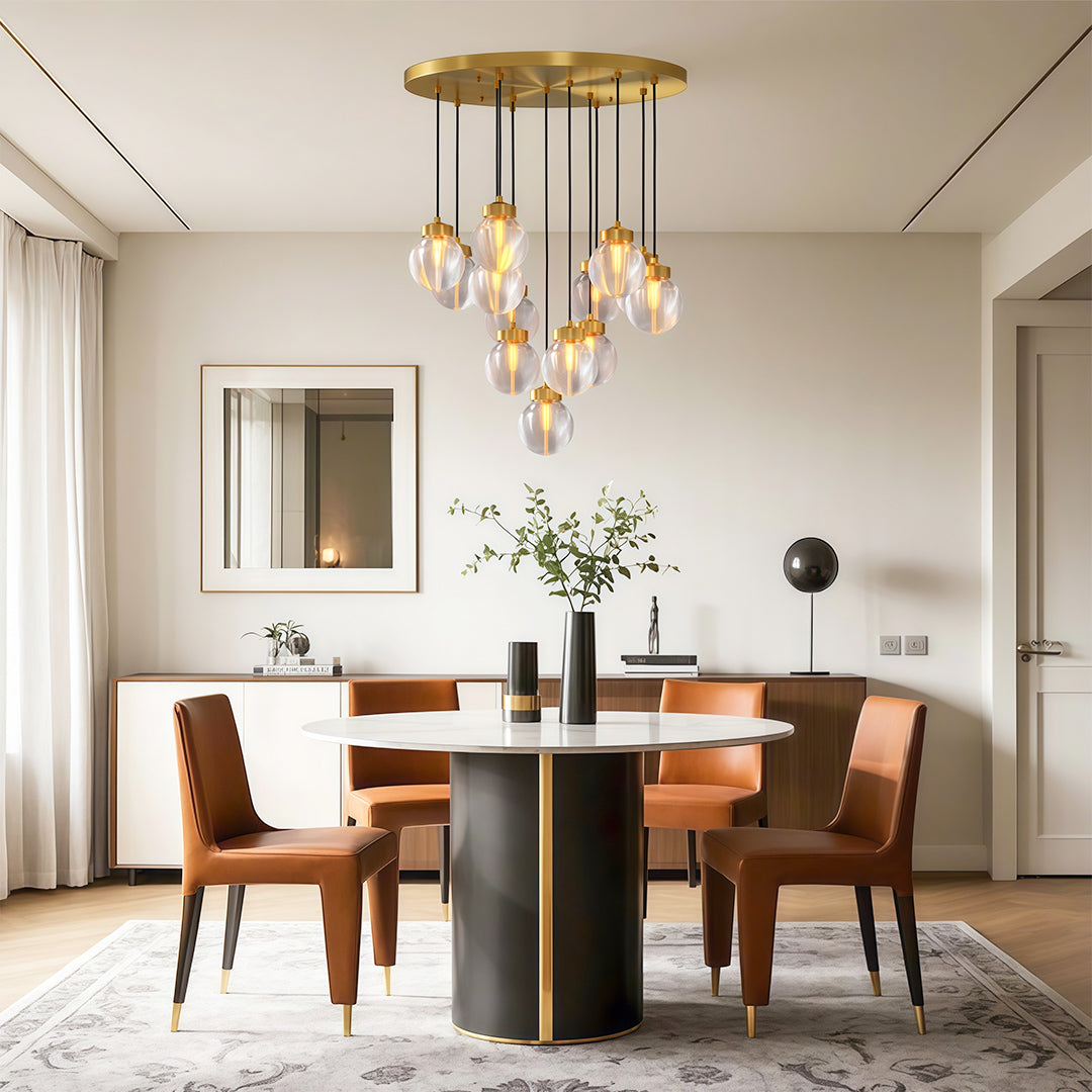 Modern Copper Chandelier Luxury Glass Ceiling Light