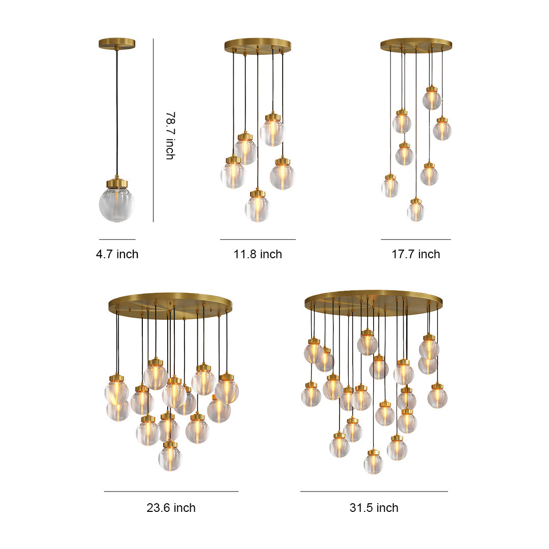 Modern Copper Chandelier Luxury Glass Ceiling Light