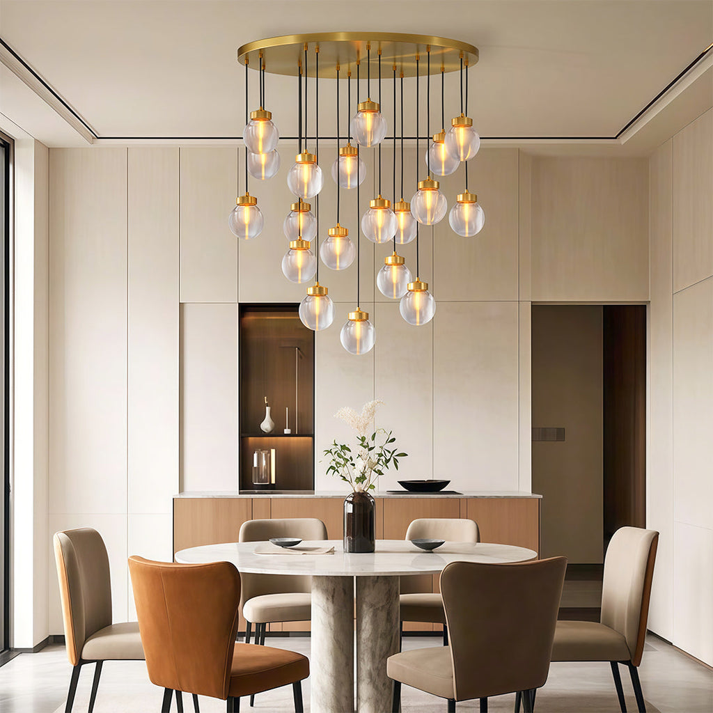 Modern Copper Chandelier Luxury Glass Ceiling Light